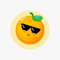 Cute orange wearing pixel glasses vector