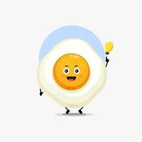 Cute egg character with light bulb idea vector