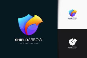 Shield arrow logo design with gradient vector