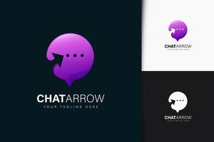 diseño de logotipo de flecha de chat con degradado vector