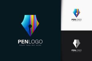 Colorful pen logo design with gradient vector