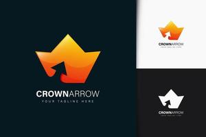 Crown arrow logo design with gradient vector