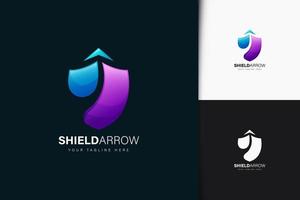 Shield arrow logo design with gradient vector