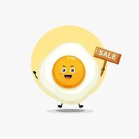 Cute egg character with sale sign vector