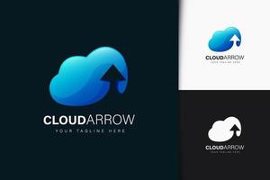 Cloud arrow logo design with gradient vector