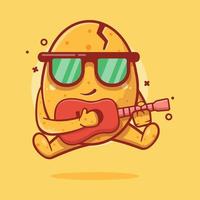 lindo personaje de huevo mascota tocando guitarra dibujos animados aislados en diseño de estilo plano. gran recurso para icono, símbolo, logo, pegatina, banner.