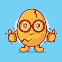 cute egg character mascot with thumb up hand gesture isolated cartoon in flat style design. great resource for icon,symbol, logo, sticker,banner. vector