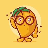 genius mango fruit character mascot issolated cartoon in flat style design vector