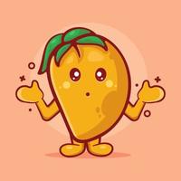 mascota de personaje de fruta de mango kawaii con gesto confuso caricatura aislada en estilo plano vector