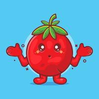 cute tomato fruit character mascot with confused gesture isolated cartoon in flat style design. great resource for icon,symbol, logo, sticker,banner.