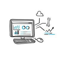 hand drawn doodle Data analytics and business finance report dashboard illustration vector