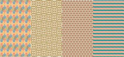 four Pattern shapes with lines Colorful vector background.