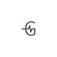 Letter G icon logo combined with pulse icon design vector