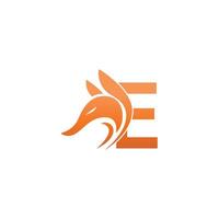 Fox head icon combination with letter E logo icon design vector