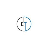 ET logo letters design concept in black and blue colors vector