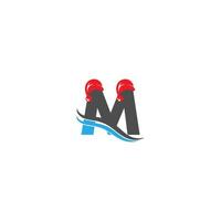 Letter M Santa hat concept design vector