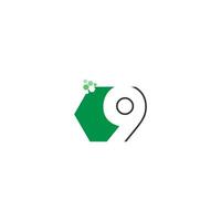 Number 9 on hexagon icon design vector