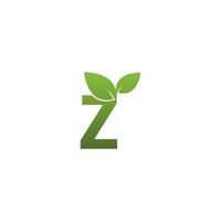 letra z con el logotipo del símbolo de la hoja verde vector