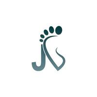 Letter J icon logo combined with footprint icon design vector