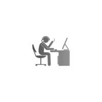 The condition of a man working hard at the computer template vector