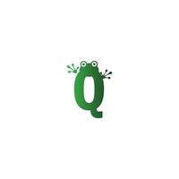 concepto de huellas de rana de diseño de logotipo de letra q vector