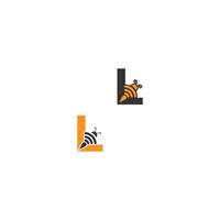 letra l icono de abeja logotipo de diseño creativo vector