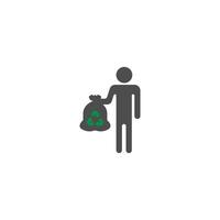 Trash and man icon vector