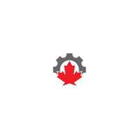 Maple icon logo with gear illustration vector