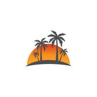 Palm tree summer logo template vector