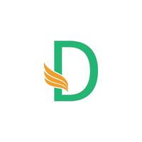 Letter D logo with wing icon design concept vector