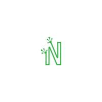 Letter N logo design frog footprints concept vector