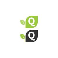 Letter Q  logo leaf icon design concept vector