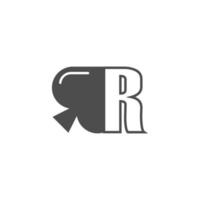 Letter R logo combined with spade icon design vector