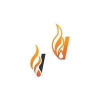 Letter I and fire waves, logo icon concept design vector
