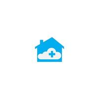 icono del logotipo del concepto de atención domiciliaria en la nube vector