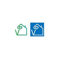 Letter V house with love icon logo vector