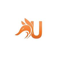 Fox head icon combination with letter U logo icon design vector