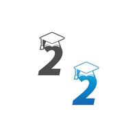 Number 2 graduation cap concept design vector