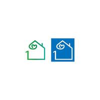 Number 1 house with love icon logo vector