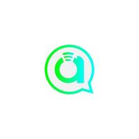 Letter A Wireless Internet in the chat bubble logo vector