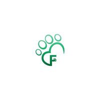 Letter F icon on paw prints logo vector