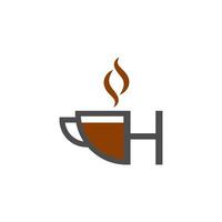 concepto de logotipo de letra h de diseño de icono de taza de café vector