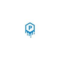 Letter P  logotype in blue color design concept vector