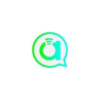 letra a internet inalámbrico en el logotipo de la burbuja de chat vector