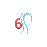 Number 6 icon logo combined with hijab icon design vector