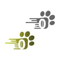 Number 0  icon on paw prints logo vector