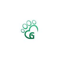 Letter G icon on paw prints logo vector