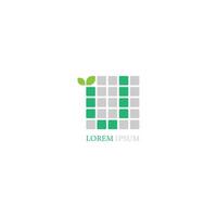 Letter U logo icon with leafs on squares design vector