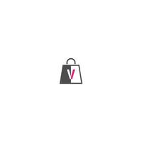 Letter V  on shopping bag vector