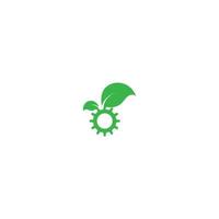 Combination of gear and green leaf logo icon vector